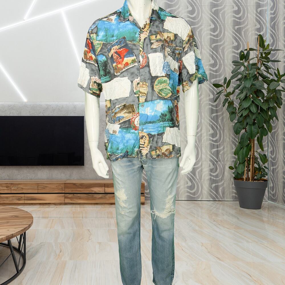 Jams World Vintage Hawaiian Postcard Aloha Shirt L